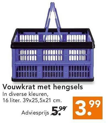 Aanbiedingen Vouwkrat met hengsels - Huismerk - Blokker - Geldig van 11/08/2014 tot 20/08/2014 bij Blokker