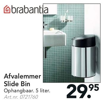 Aanbiedingen Afvalemmer slide bin - Brabantia - Geldig van 11/08/2014 tot 20/08/2014 bij Blokker
