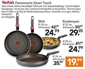 Aanbiedingen Pannenserie smart touch - Tefal - Geldig van 11/08/2014 tot 20/08/2014 bij Blokker