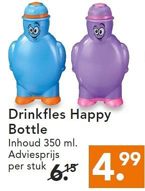 Aanbiedingen Drinkfles happy bottle - Huismerk - Blokker - Geldig van 11/08/2014 tot 20/08/2014 bij Blokker