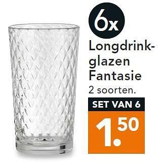 Aanbiedingen Longdrinkglazen fantasie - Huismerk - Blokker - Geldig van 11/08/2014 tot 20/08/2014 bij Blokker