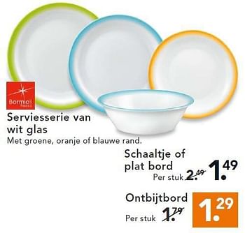 Aanbiedingen Serviesserie van wit glas - Bormioli - Geldig van 11/08/2014 tot 20/08/2014 bij Blokker