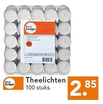 Aanbiedingen Theelichten - Best budget - Geldig van 11/08/2014 tot 20/08/2014 bij Blokker