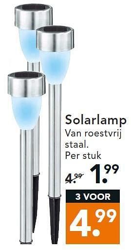 Aanbiedingen Solarlamp van roestvrij staal - Huismerk - Blokker - Geldig van 11/08/2014 tot 20/08/2014 bij Blokker