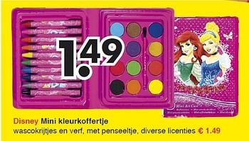 Aanbiedingen Disney mini kleurkoffertje - Disney - Geldig van 11/08/2014 tot 23/08/2014 bij Wibra