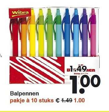 Aanbiedingen Balpennen - Huismerk - Wibra - Geldig van 11/08/2014 tot 23/08/2014 bij Wibra