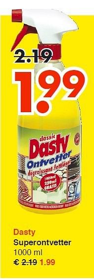 Aanbiedingen Dasty superontvetter - Dasty - Geldig van 11/08/2014 tot 23/08/2014 bij Wibra