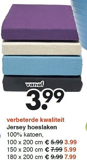 Aanbiedingen Verbeterde kwaliteit jersey hoeslaken - Huismerk - Wibra - Geldig van 11/08/2014 tot 23/08/2014 bij Wibra