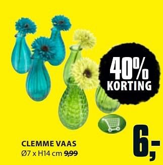 Aanbiedingen Clemme vaas - Huismerk - Jysk - Geldig van 11/08/2014 tot 24/08/2014 bij Jysk