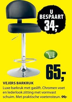 Aanbiedingen Vejers barkruk - Huismerk - Jysk - Geldig van 11/08/2014 tot 24/08/2014 bij Jysk