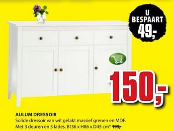 Aanbiedingen Aulum dressoir - Huismerk - Jysk - Geldig van 11/08/2014 tot 24/08/2014 bij Jysk