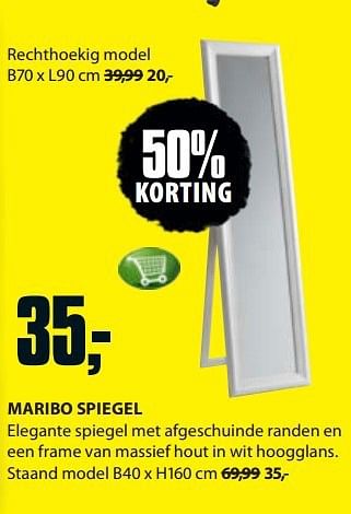 Aanbiedingen Maribo spiegel - Huismerk - Jysk - Geldig van 11/08/2014 tot 24/08/2014 bij Jysk