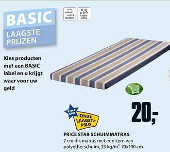 Aanbiedingen Price star schuimmatras - Huismerk - Jysk - Geldig van 11/08/2014 tot 24/08/2014 bij Jysk