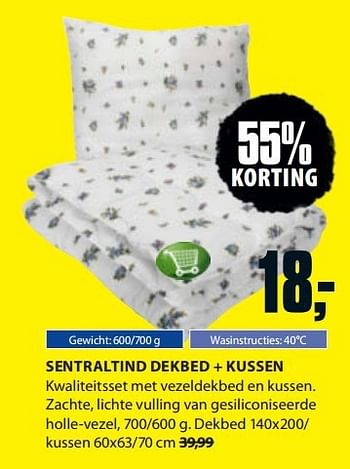 Aanbiedingen Sentraltind dekbed + kussen - Huismerk - Jysk - Geldig van 11/08/2014 tot 24/08/2014 bij Jysk