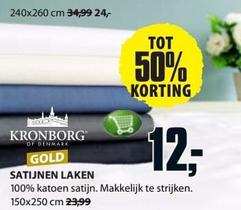 Aanbiedingen Satijnen laken - Kronborg - Geldig van 11/08/2014 tot 24/08/2014 bij Jysk