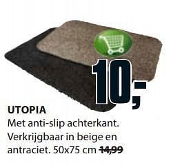Aanbiedingen Utopia met anti-slip achterkant.verkrijgbaar in beige en antraciet - Huismerk - Jysk - Geldig van 11/08/2014 tot 24/08/2014 bij Jysk