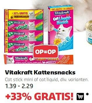 Aanbiedingen Vitakraft kattensnacks - Vitakraft - Geldig van 11/08/2014 tot 24/08/2014 bij Boerenbond
