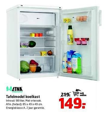 Aanbiedingen Etna tafelmodel koelkast - Etna - Geldig van 11/08/2014 tot 24/08/2014 bij Formido