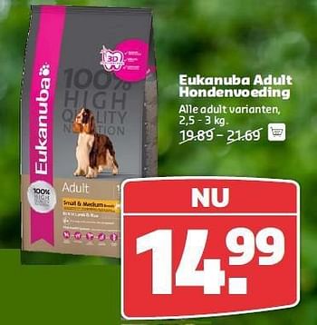 Aanbiedingen Eukanuba adult hondenvoeding - Eukanuba - Geldig van 11/08/2014 tot 24/08/2014 bij Pets Place