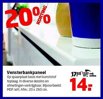 Aanbiedingen Vensterbankpaneel - Huismerk - Formido - Geldig van 11/08/2014 tot 24/08/2014 bij Formido