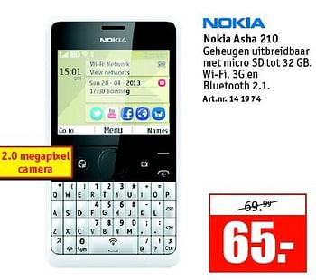 Aanbiedingen Nokia asha 210 - Nokia - Geldig van 11/08/2014 tot 24/08/2014 bij Kijkshop