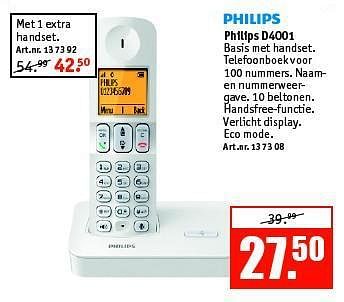 Aanbiedingen Philips d4001 - Philips - Geldig van 11/08/2014 tot 24/08/2014 bij Kijkshop