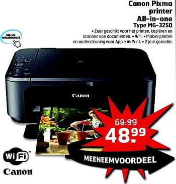 Aanbiedingen Canon pixma printer all-in-one mg-3250 - Canon - Geldig van 12/08/2014 tot 17/08/2014 bij Trekpleister
