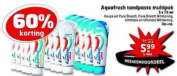 Aanbiedingen Aquafresh tandpasta multipak - Aquafresh - Geldig van 12/08/2014 tot 17/08/2014 bij Trekpleister