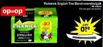 Aanbiedingen Pickwick english tea blend voordeelpak - Pickwick - Geldig van 12/08/2014 tot 17/08/2014 bij Trekpleister
