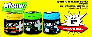Aanbiedingen Sportlife kauwgom bottle - Sportlife - Geldig van 12/08/2014 tot 17/08/2014 bij Trekpleister