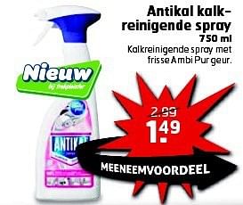 Aanbiedingen Antikal kalkreinigende spray - Antikal - Geldig van 12/08/2014 tot 17/08/2014 bij Trekpleister
