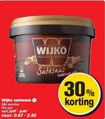 Aanbiedingen Wijko satésaus - Wijko - Geldig van 13/08/2014 tot 19/08/2014 bij Hoogvliet
