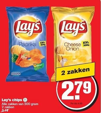 Aanbiedingen Lay`s chips - Lay's - Geldig van 13/08/2014 tot 19/08/2014 bij Hoogvliet