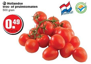 Aanbiedingen Hollandse tros- of pruimtomaten - Huismerk - Hoogvliet - Geldig van 13/08/2014 tot 19/08/2014 bij Hoogvliet