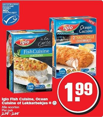 Aanbiedingen Iglo fish cuisine, ocean cuisine of lekkerbekjes - Iglo - Geldig van 13/08/2014 tot 19/08/2014 bij Hoogvliet