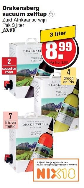 Aanbiedingen Drakensberg vacuüm zelftap - Witte wijnen - Geldig van 13/08/2014 tot 19/08/2014 bij Hoogvliet