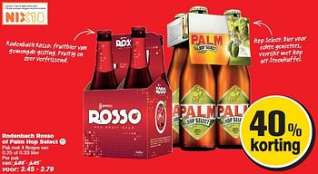 Aanbiedingen Rodenbach rosso of palm hop select - Rodenbach - Geldig van 13/08/2014 tot 19/08/2014 bij Hoogvliet