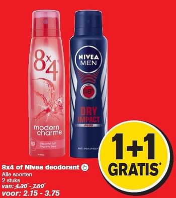 Aanbiedingen 8x4 of nivea deodorant - 8x4 - Geldig van 13/08/2014 tot 19/08/2014 bij Hoogvliet