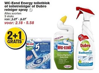 Aanbiedingen Wc-eend energy toiletblok of toiletreiniger of dubro reiniger spray - WC Eend - Geldig van 13/08/2014 tot 19/08/2014 bij Hoogvliet