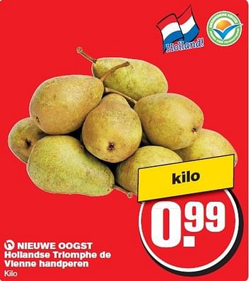 Aanbiedingen Nieuwe oogst hollandse triomphe de vienne handperen - Huismerk - Hoogvliet - Geldig van 13/08/2014 tot 19/08/2014 bij Hoogvliet