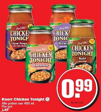 Aanbiedingen Knorr chicken tonight - Knorr - Geldig van 13/08/2014 tot 19/08/2014 bij Hoogvliet