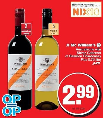 Aanbiedingen Jj mc william`s - Witte wijnen - Geldig van 13/08/2014 tot 19/08/2014 bij Hoogvliet