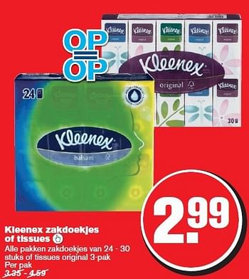 Aanbiedingen Kleenex zakdoekjes of tissues - Kleenex - Geldig van 13/08/2014 tot 19/08/2014 bij Hoogvliet