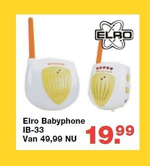 Aanbiedingen Elro babyphone ib-33 - Elro - Geldig van 13/08/2014 tot 10/09/2014 bij Baby & Tiener Megastore