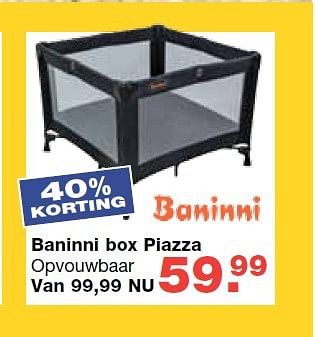 Aanbiedingen Baninni box piazza - Baninni - Geldig van 13/08/2014 tot 10/09/2014 bij Baby & Tiener Megastore