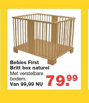 Aanbiedingen Bebies first britt box naturel - bebiesfirst - Geldig van 13/08/2014 tot 10/09/2014 bij Baby & Tiener Megastore