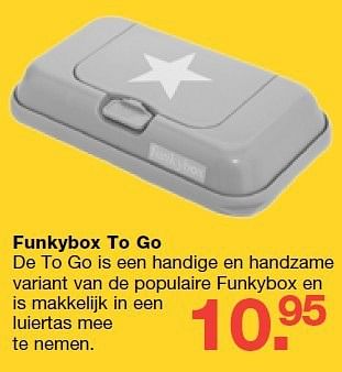 Aanbiedingen Funkybox to go - Funkybox - Geldig van 13/08/2014 tot 10/09/2014 bij Baby & Tiener Megastore