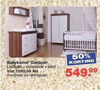 Aanbiedingen Babykamer `danique` - Huismerk - Baby &amp; Tiener Megastore - Geldig van 13/08/2014 tot 10/09/2014 bij Baby & Tiener Megastore
