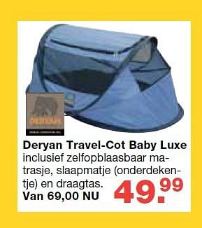 Aanbiedingen Deryan travel-cot baby luxe - Deryan - Geldig van 13/08/2014 tot 10/09/2014 bij Baby & Tiener Megastore