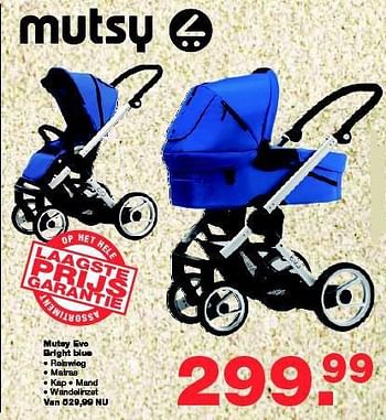 Aanbiedingen Mutsy evo bright blue - Mutsy - Geldig van 13/08/2014 tot 10/09/2014 bij Baby & Tiener Megastore